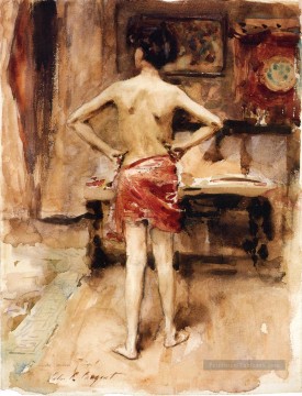 Le modèle intérieur avec la figure debout John Singer Sargent Peinture à l'huile